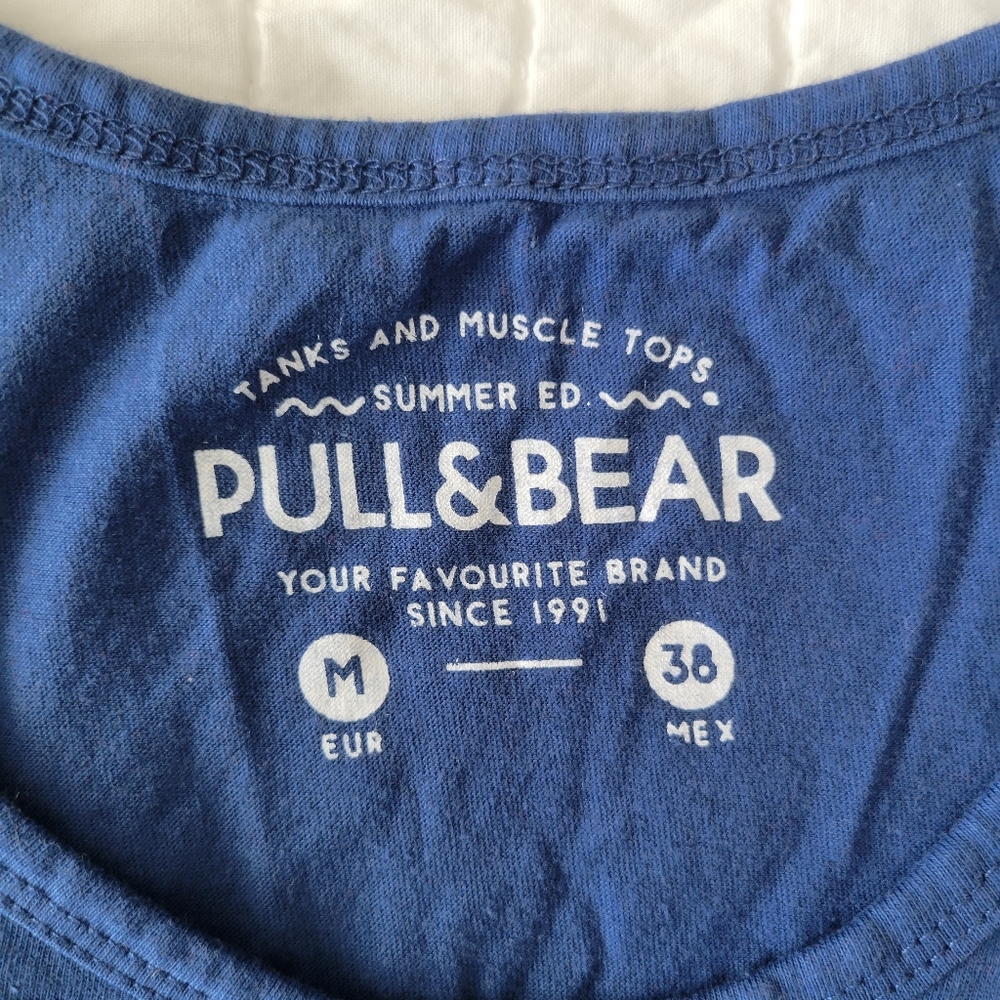 Pull&Bear Empty Ocean Tank Top M Euc Blue And Whi… - image 3